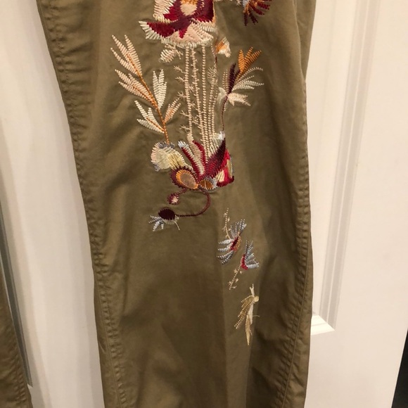 Cache Lux embroidered pants sz 6 khaki wide leg - Picture 8 of 10